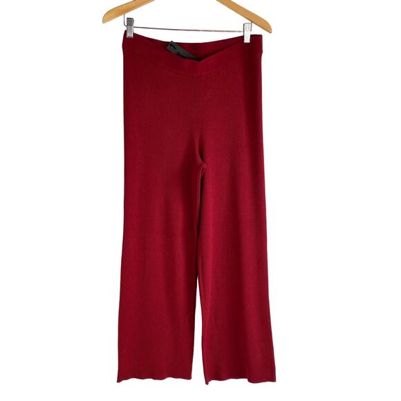 House of Harlow 1960 Wide Leg Trouser‎ Pants Women L Red Rib Knit Elastic Waist - Picture 1 of 6